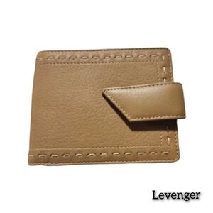 Levenger - Genuine Leather Bifold Wallet with Zippered Pocket for Change